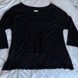 Meadow Rue Black Lace Accent Blouse - Size M